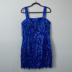 SHEIN Blue Sparkly Fringe Dress
